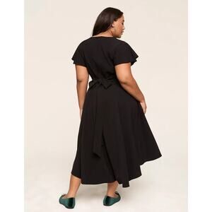 Lane Bryant Lena V-Neck High-Low Midi Dress Black Size 22 NEW WITH TAGS